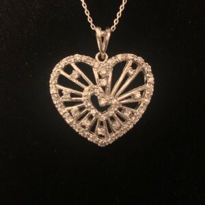 Sterling heart pendant with rhinestones